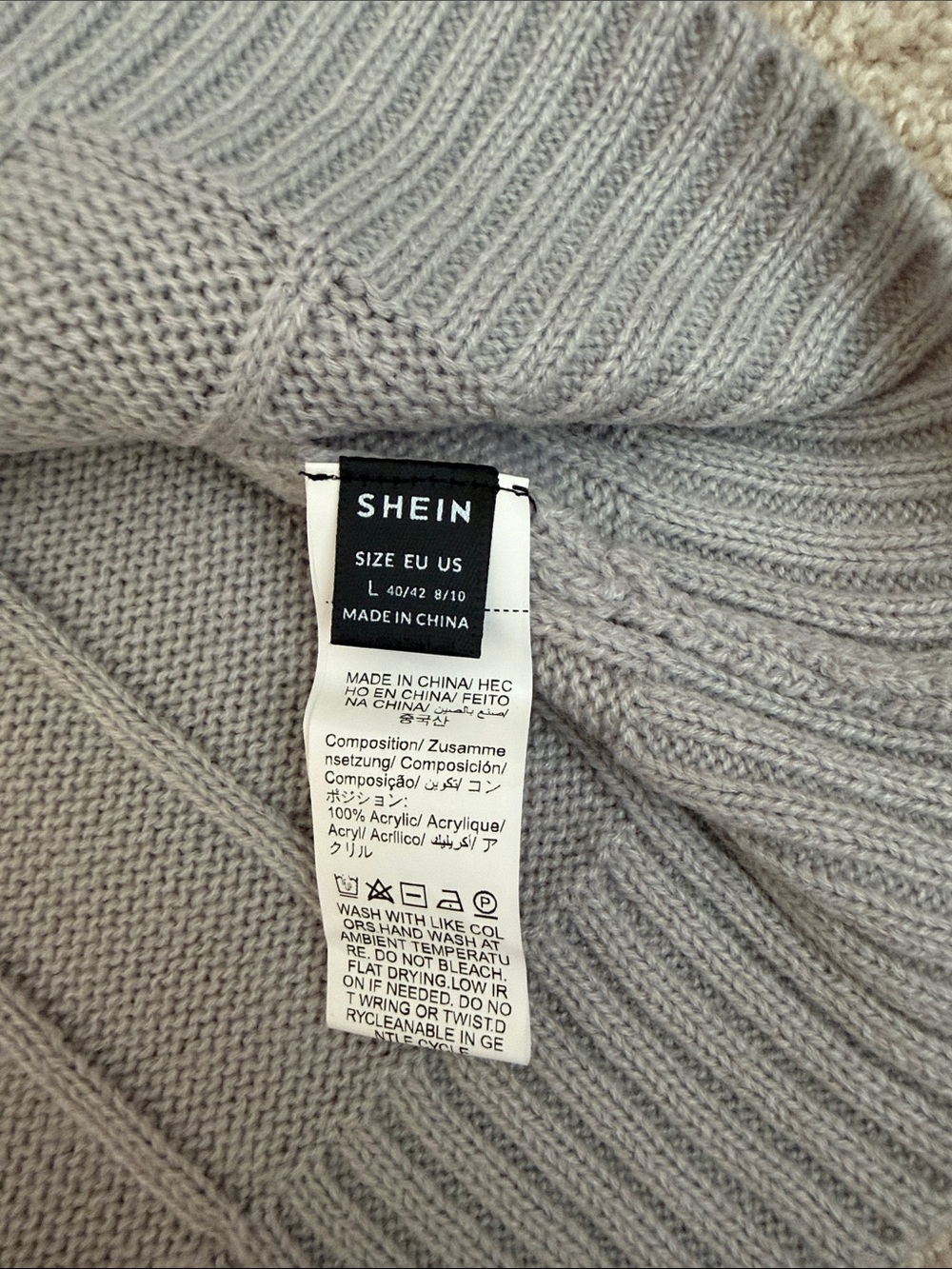 SHEIN Light Gray Cable Knit V-Neck Button Front Cardigan - Picture 2 of 9